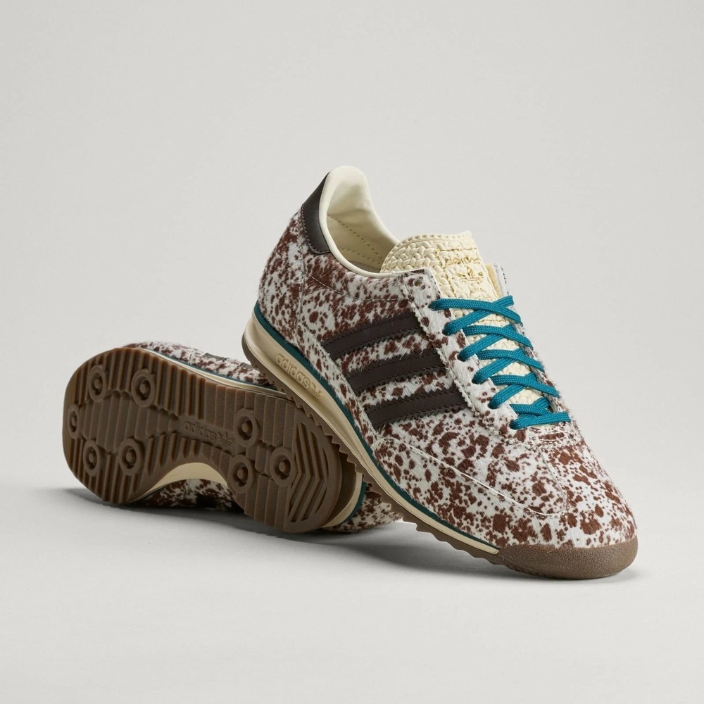 Women's Size 10.5 Adidas SL 72 OG Pony Print Shoes White Brown Green KJ2287 NEW